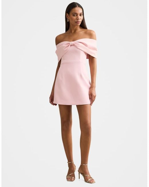 Forever New Pink Bandeau Oversized Bow Structured Mini Dress