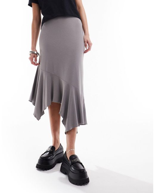 Falda midi asimétrico Monki de color Gray