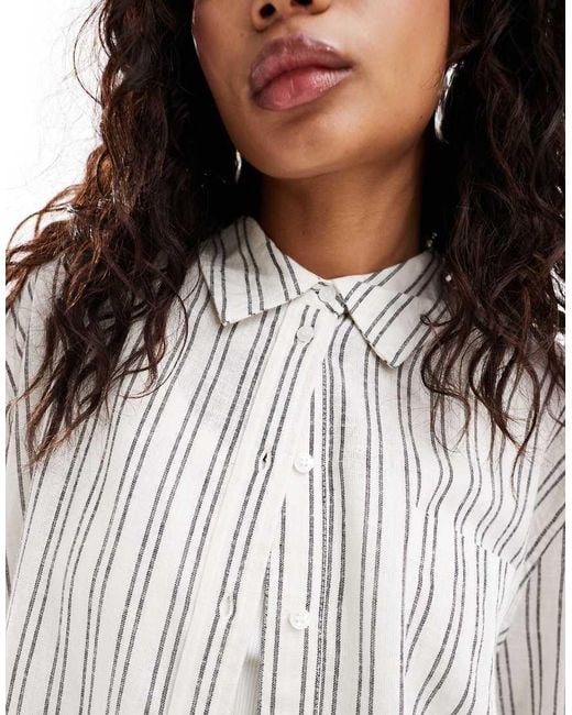 ONLY White Linen Mix Oversized Shirt Co-Ord