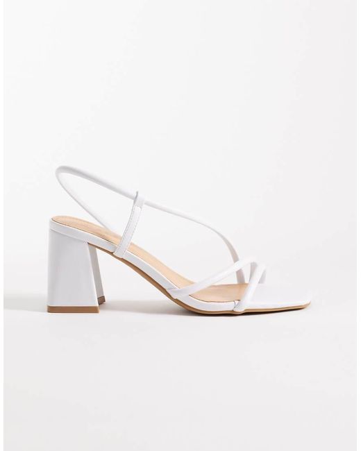 SEQWL White Dandelion Strappy Block Heeled Sandal