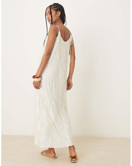 Vila Natural Plisse Cami Maxi Slip Dress