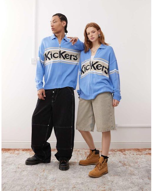 Kickers Blue Unisex Zip Up Oversized Knit Cardigan