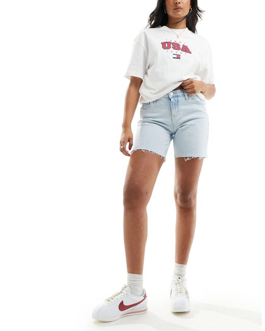 Maddie - short en jean à taille mi-haute - délavage clair Tommy Hilfiger en coloris White