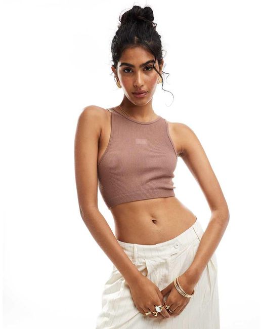 HERA White Ribbed Base Racer Crop Top
