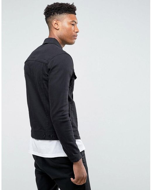 Lyst - Asos Tall Skinny Denim Jacket In Black in Black for Men