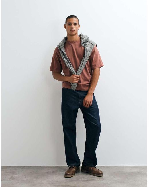 SELECTED Blue Heavyweight Washed T-Shirt for men
