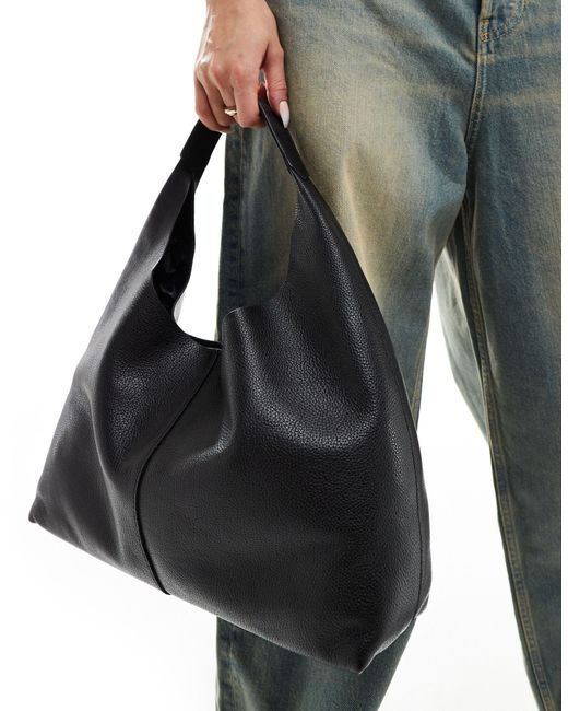 & Other Stories Black Leather Tote Bag