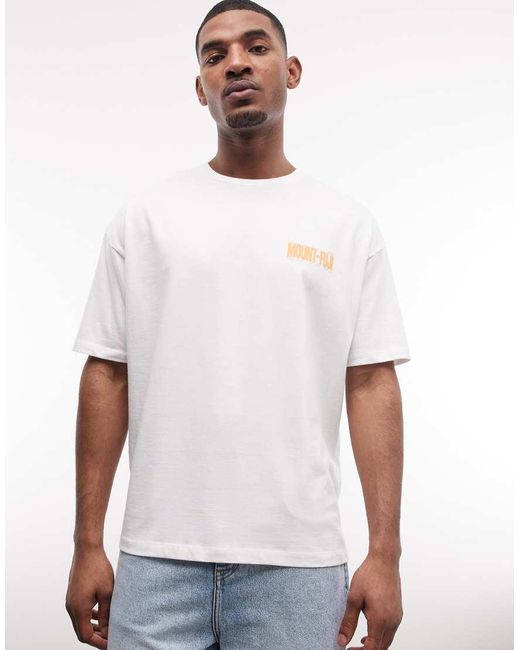 ASOS White Oversized T-shirt With Mount Fuji Graphic for men