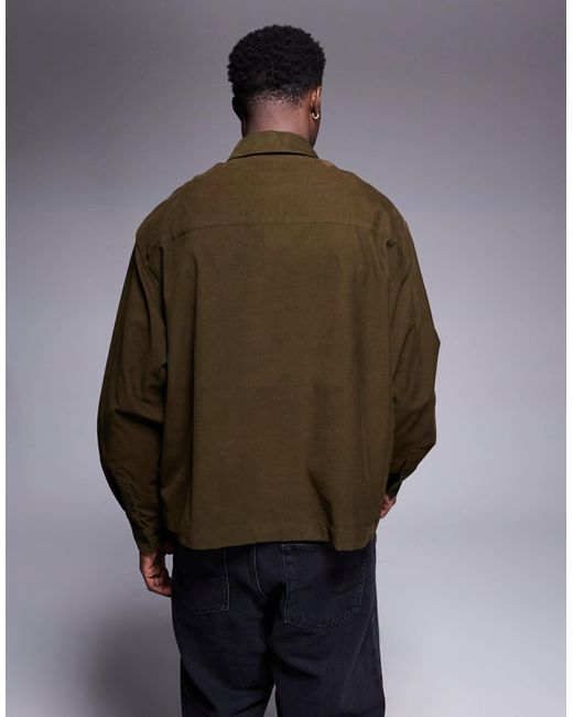 ASOS – kastiges überziehhemd aus cord in Brown für Herren