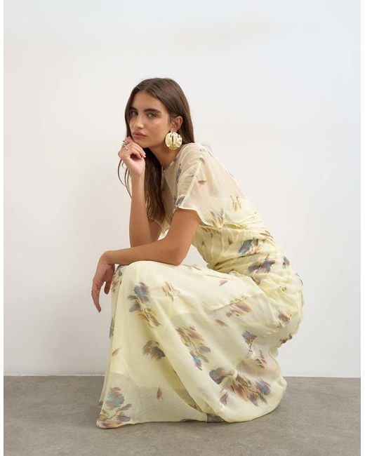 TOPSHOP White Chiffon Maxi Dress With Pintuck Details