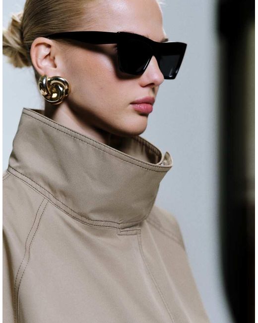 ASOS Natural Drop Belt Mid Length Trench Coat