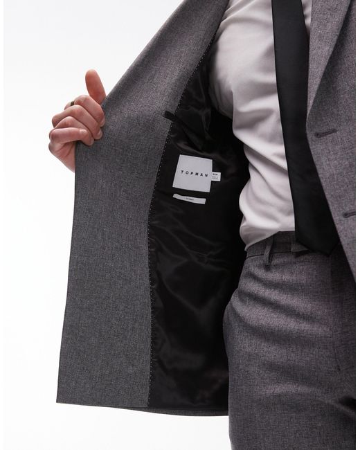 Topman Gray Skinny Textured Suit Jacket for men