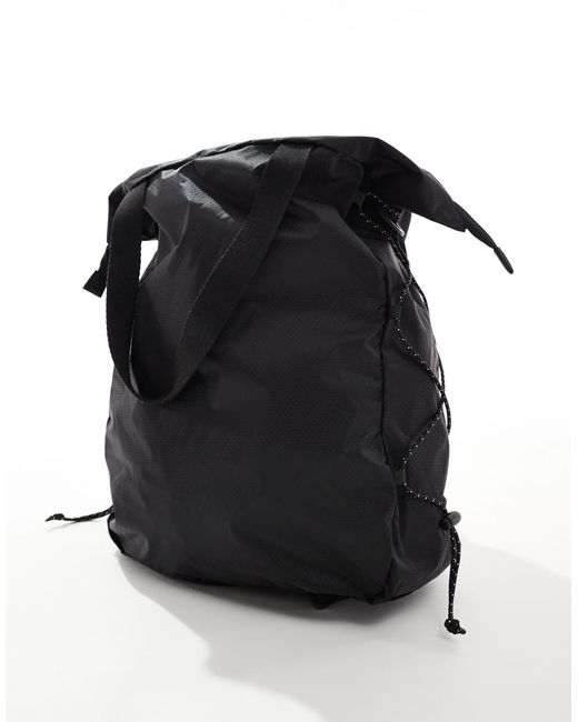 ASOS Black Packable Backpack And Tote Bag With Cord Ties for men