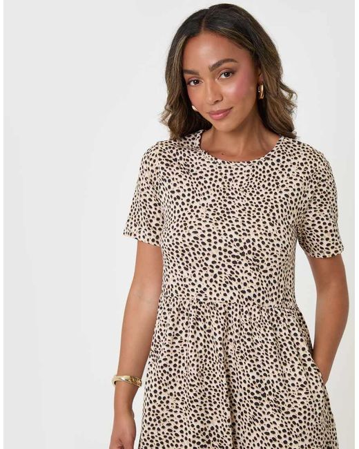 Threadbare Natural Jersey Midi Smock Dress With Pockets