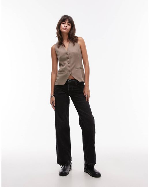 TOPSHOP Natural High Neck Button Through Waistcoat