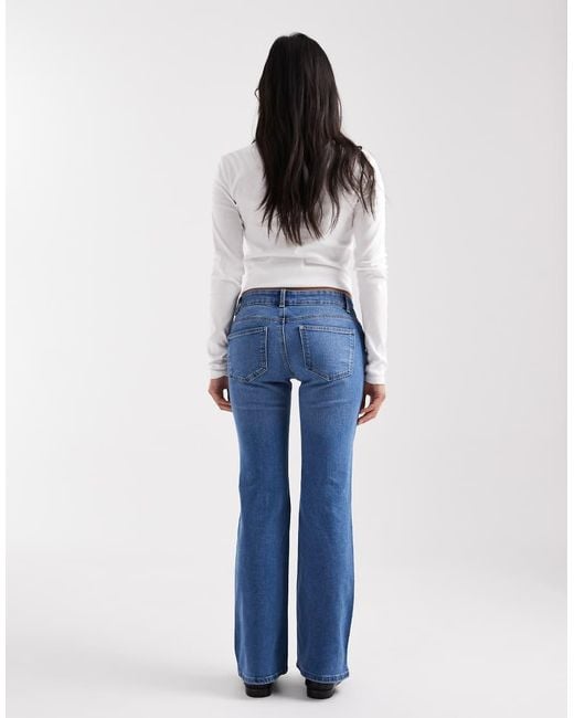 Only Petite Blue Lola Super Low Waist Flared Jeans