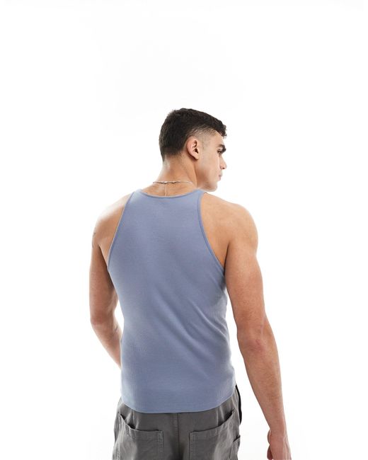 ASOS Blue Muscle Fit Vest With High Neck for men