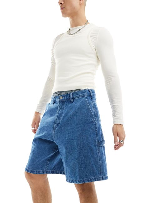 Obey Blue Denim Carpenter Shorts for men