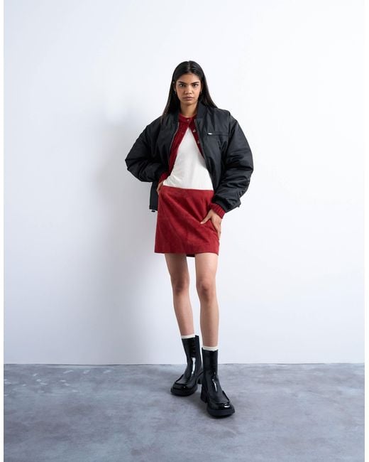 TOPSHOP Red – oversize-bomberjacke aus nylon