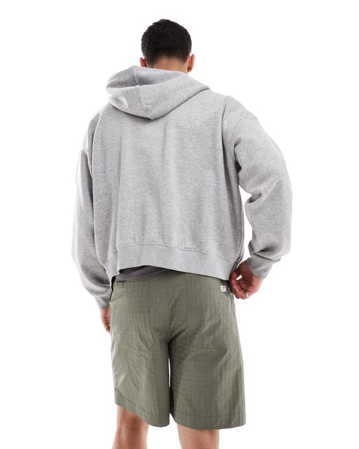 ASOS Gray Long Length Textured Shorts With Workwear Patch for men