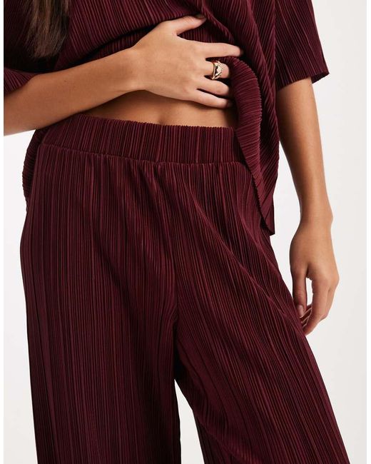 ONLY Purple Plisse Wide Leg Trousers Co-ord