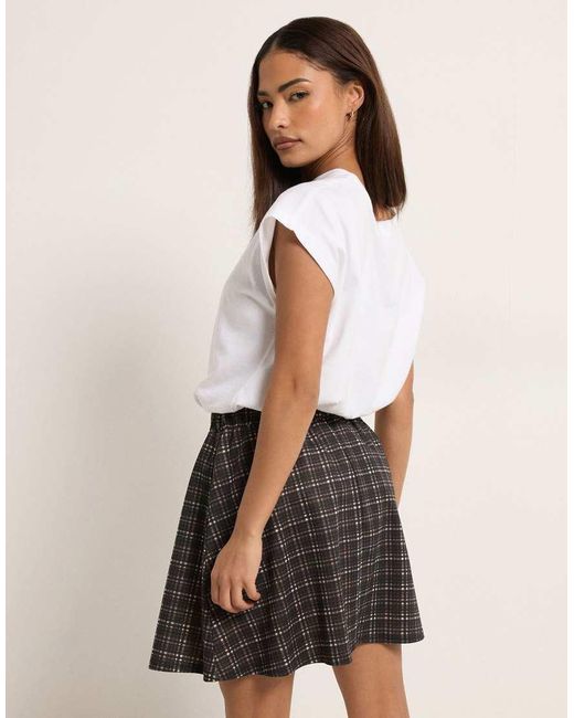 PixieGirl Gray Petite Check Mini Skirt