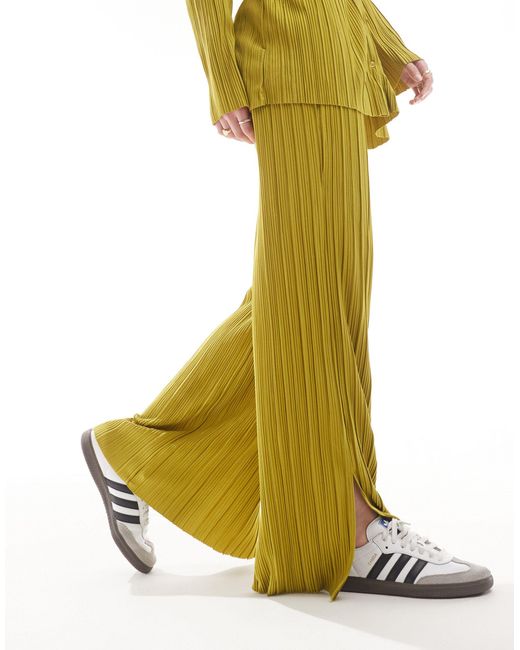 ONLY Yellow Exclusive Plisse Trouser Co-ord