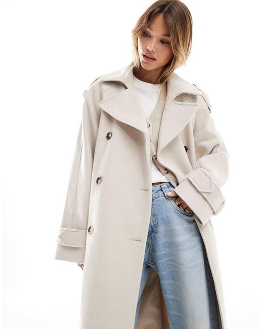ASOS Blue Formal Faux Wool Trench Coat