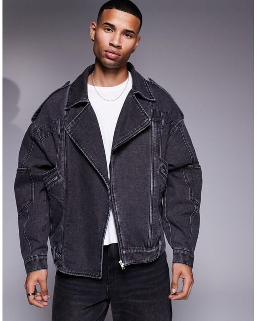 Liquor N Poker – jeans-bikerjacke in Blue für Herren