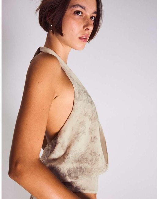 Bershka Natural Crossover Halter Top