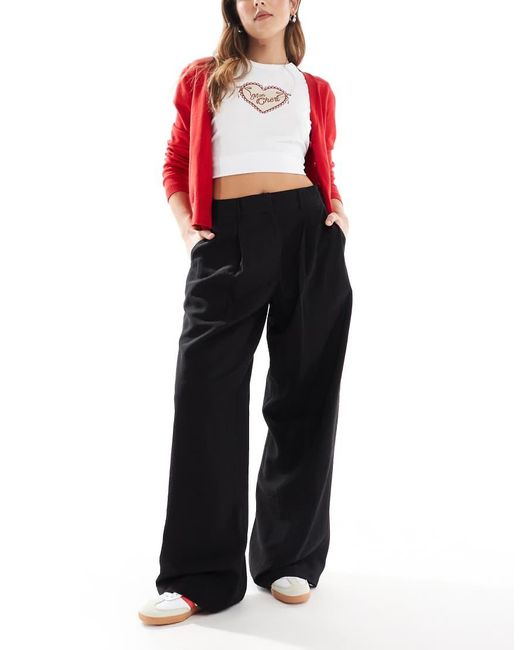 Aware Black Drapey Tailored Dad Trouser