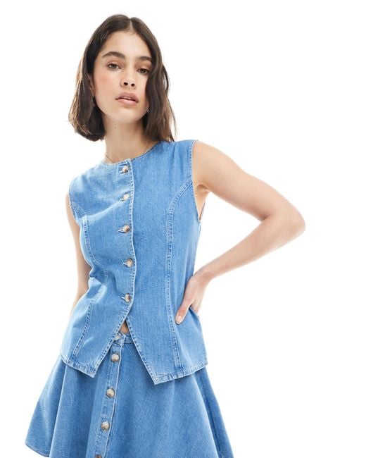 ASOS Blue Crew Neck Waistcoat Co-ord