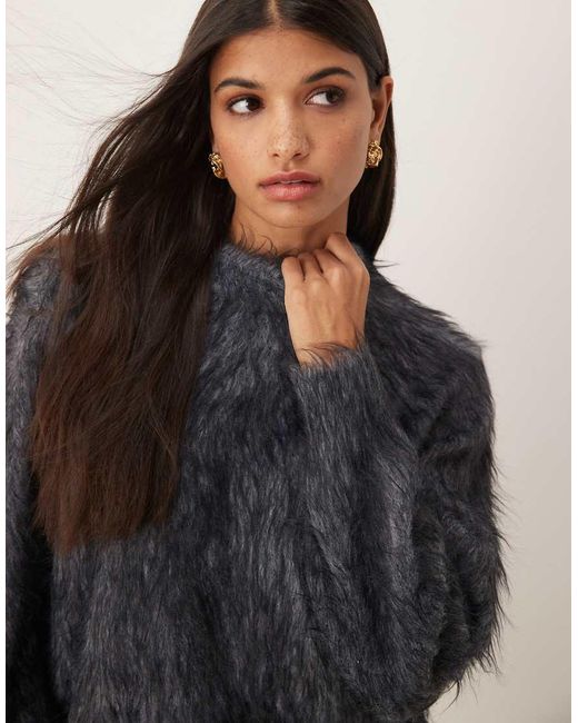 ASOS Black Knitted Extreme Eyelash Crew Neck Jumper