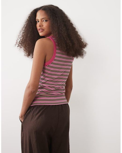 ASOS Red Contrast Trim Ribbed Tank Top