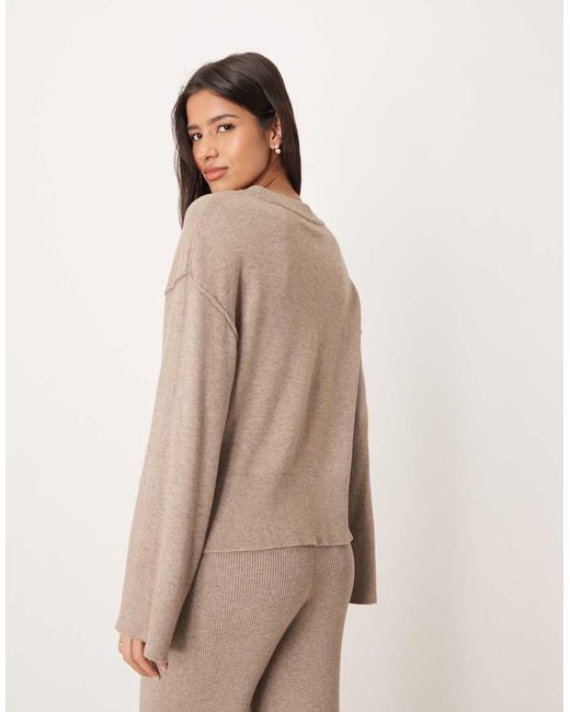 Gina Tricot Natural Co-ord Long Sleeve Crew Neck Fine Knit Jumper