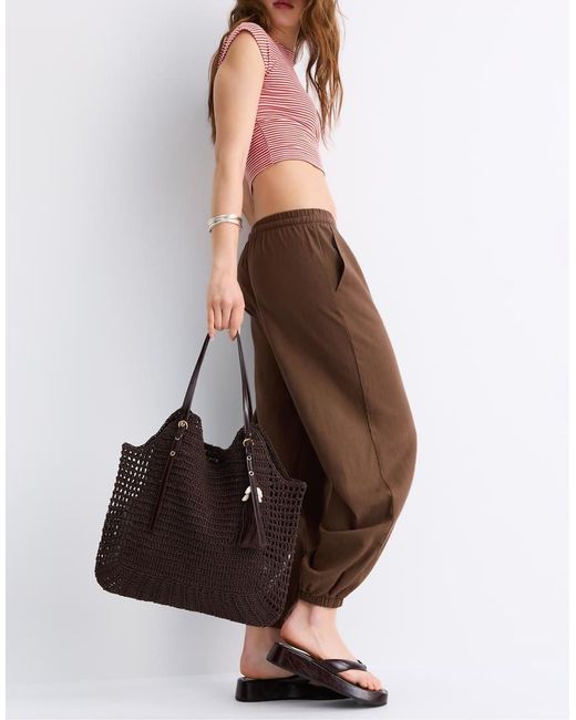 Stradivarius Black Crochet Shoulder Bag