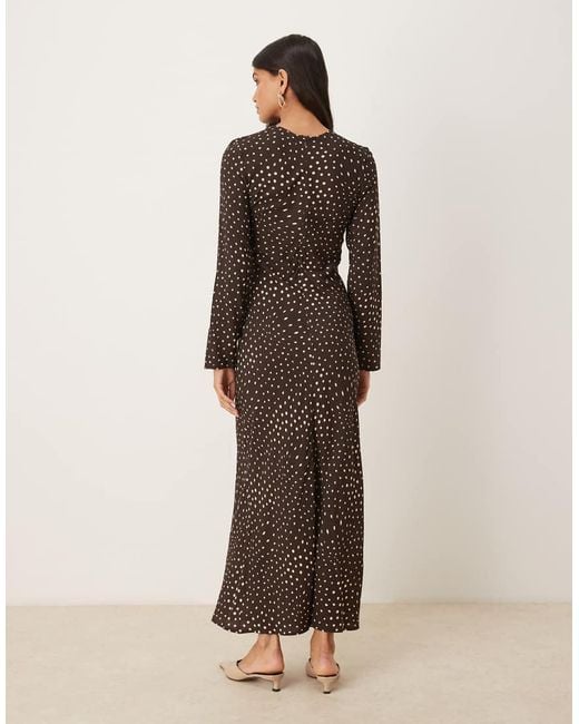 ASOS Brown Crew Neck Long Sleeve Maxi Dress