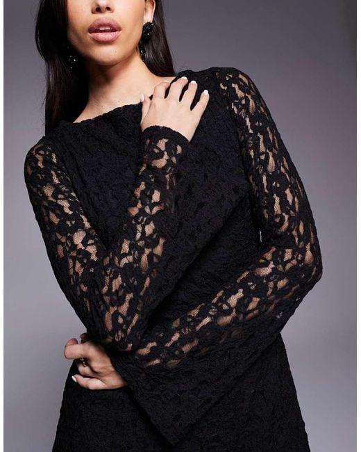 ASOS Blue Lace Long Sleeve Mini Dress