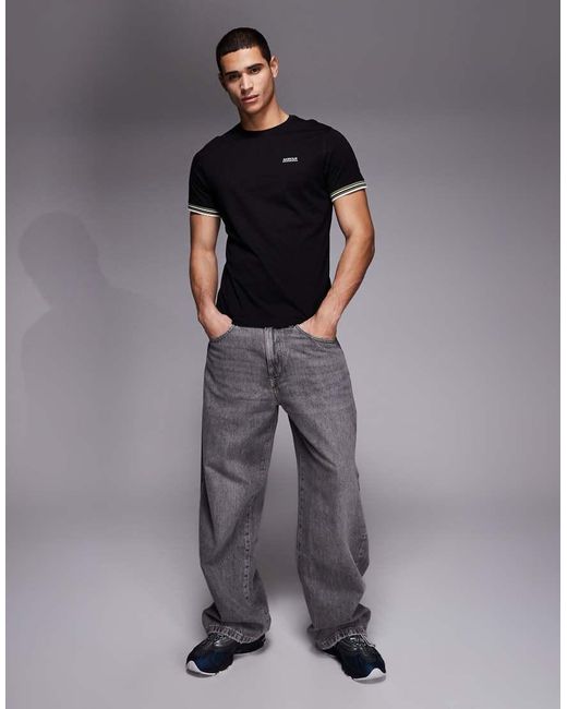 Barbour Black Burnwood Tipped Cuff Logo T-shirt for men