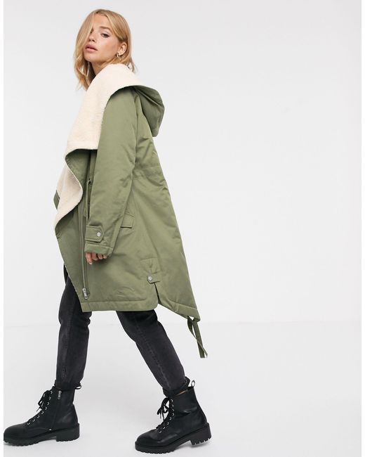 ASOS Pink Waterfall Parka With Borg Lining