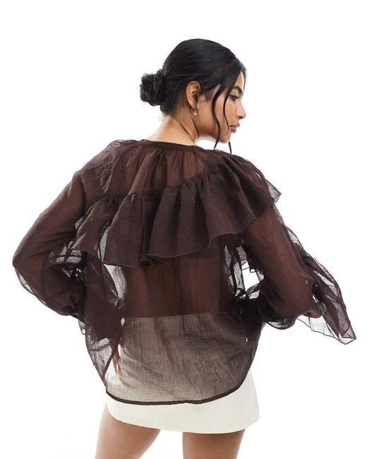 Vero Moda Brown Ruffle Boho Blouse
