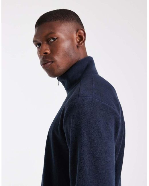 Threadbare Blue 1/4 Zip Fleece for men