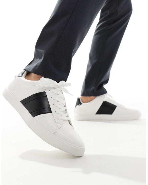 River Island White Stripe Trainers for men