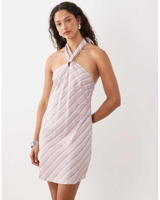 Cotton On Pink Linen Look Halterneck Dress
