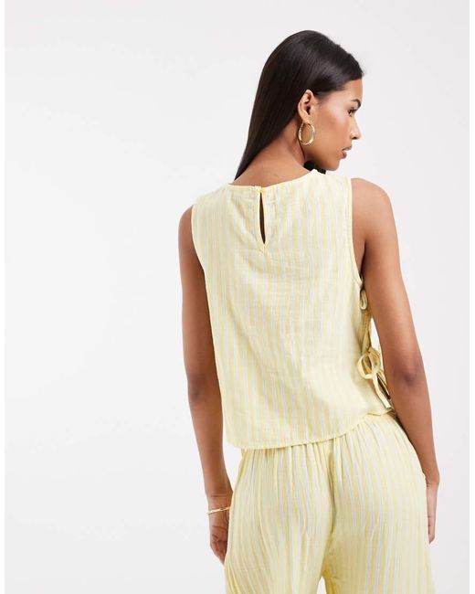 ONLY Natural Tie Side Cheesecloth Sleeveless Top Co-ord