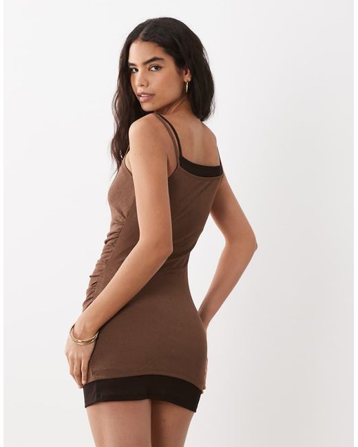 Mango Brown Panel Detail Strappy Mini Dress