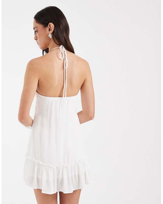 Motel White Yvelise Mini Crinkle Dress