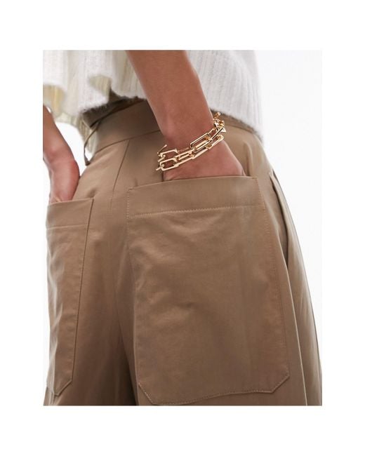 TOPSHOP Natural High Waisted Chino Pants With Utility Pockets