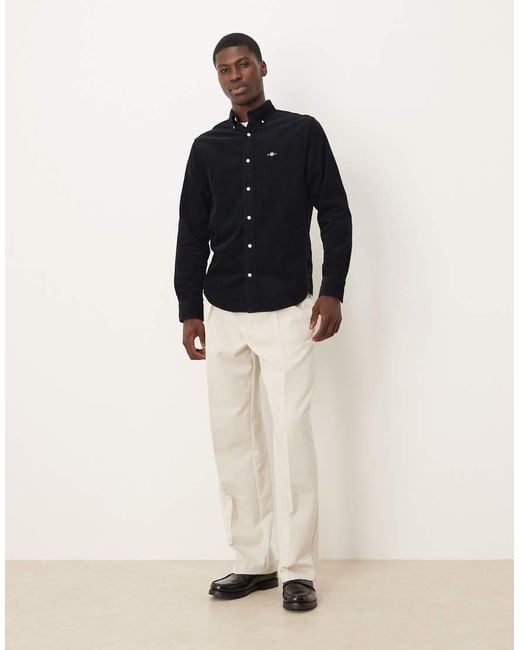 Gant Blue Regular Fit Shield Logo Cord Shirt for men