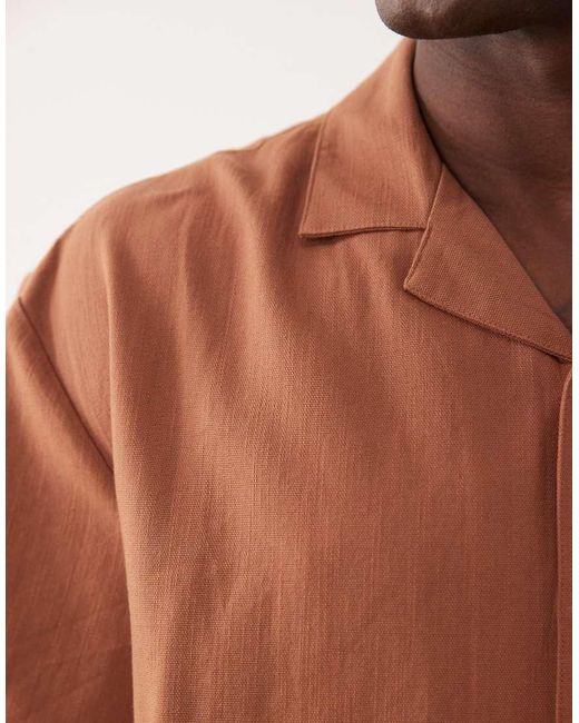 New Look Brown Co-ord Boxy Shirt for men